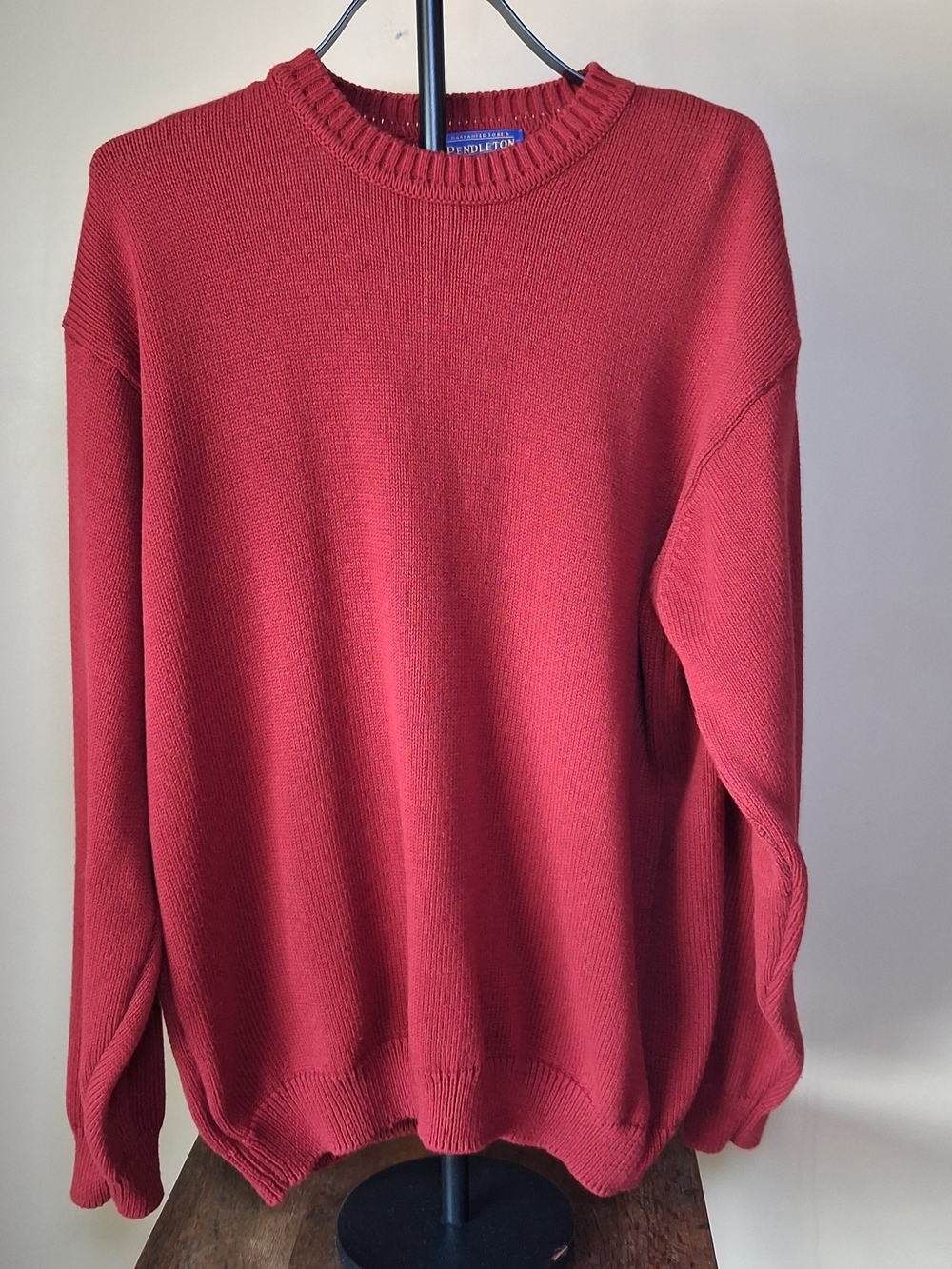 Pendleton Men’s Red 100% Cotton Crewneck Sweater; Size L